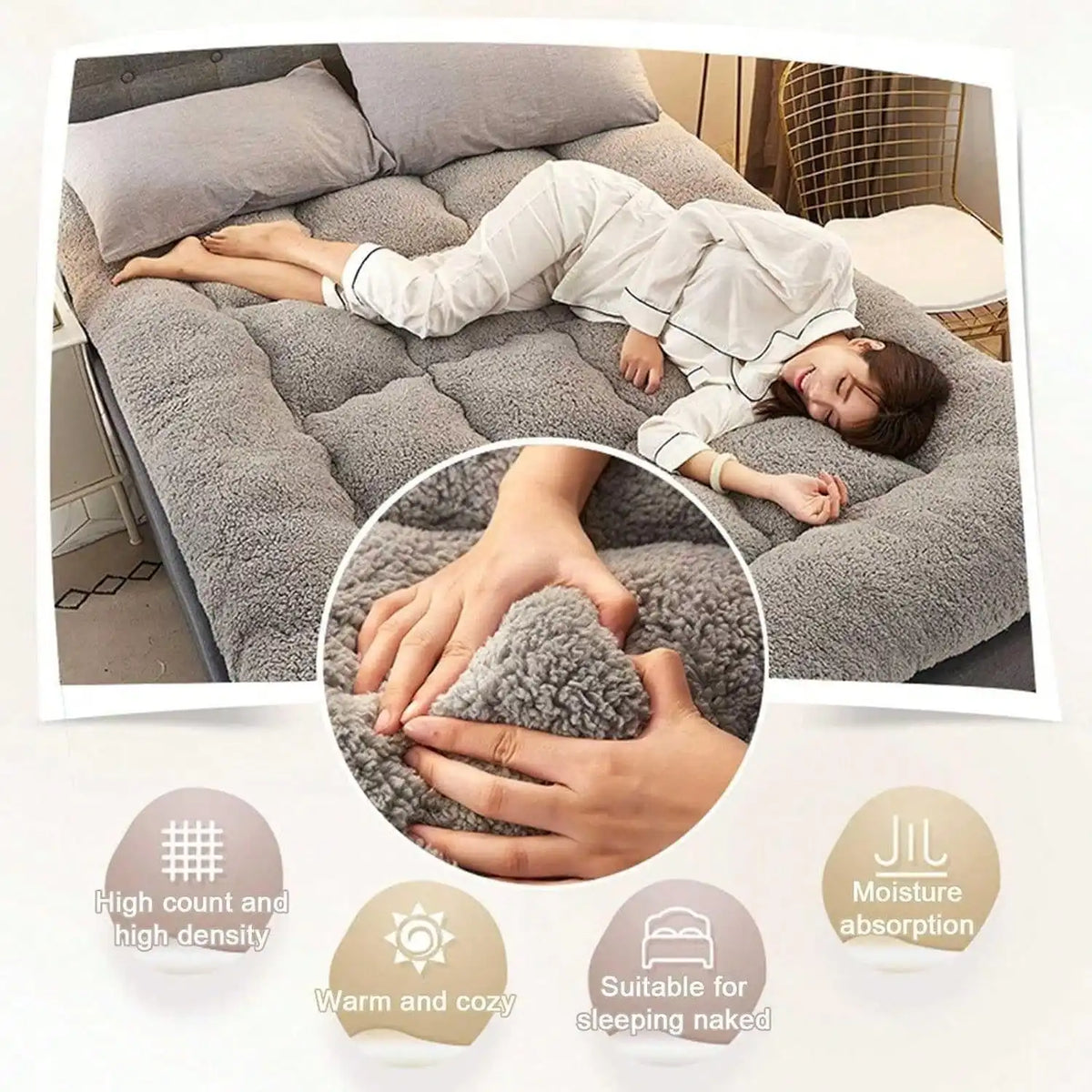 Japanese Floor Futon Mattress and Fluffy Roll Up Bed