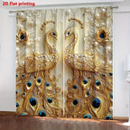Gold Peacock Window Curtains and 3D Printed Living Room Drapes