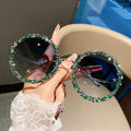 Women's Trendy Diamond Oval Stainless Steel Fashion Sunglasses