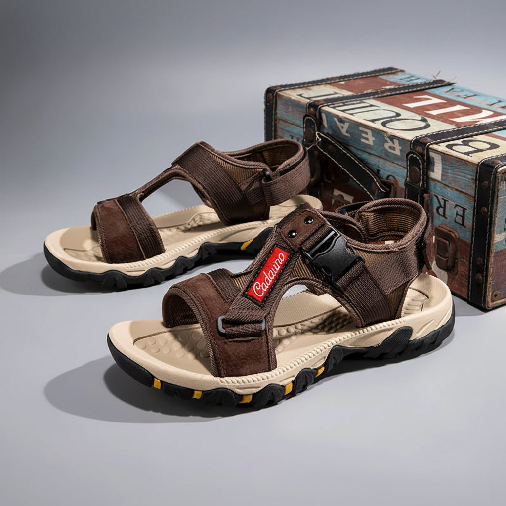 Men's Leather Outdoor Sandals Breathable Open Toe Beach Shoes