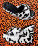 Women's Trendy Furry Wedge High Heel Slide Slippers