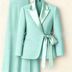 Women's Tailored Blazer Wide Leg Pants Suit