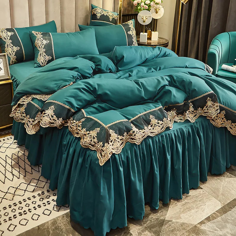 European Ice Rayon Duvet Cover and Silky Bedding Set