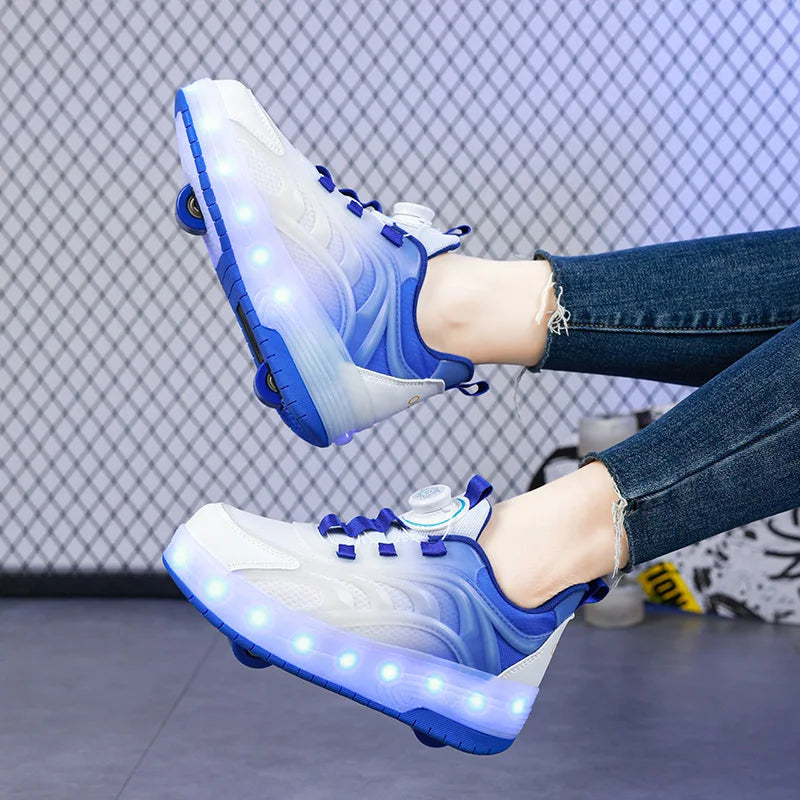 Kids' Two-Wheel USB Charging LED Light Roller Skate Sneakers