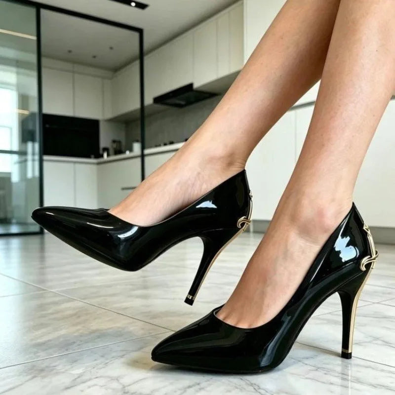 Women's Red Sole Pointed Toe High Heels Black