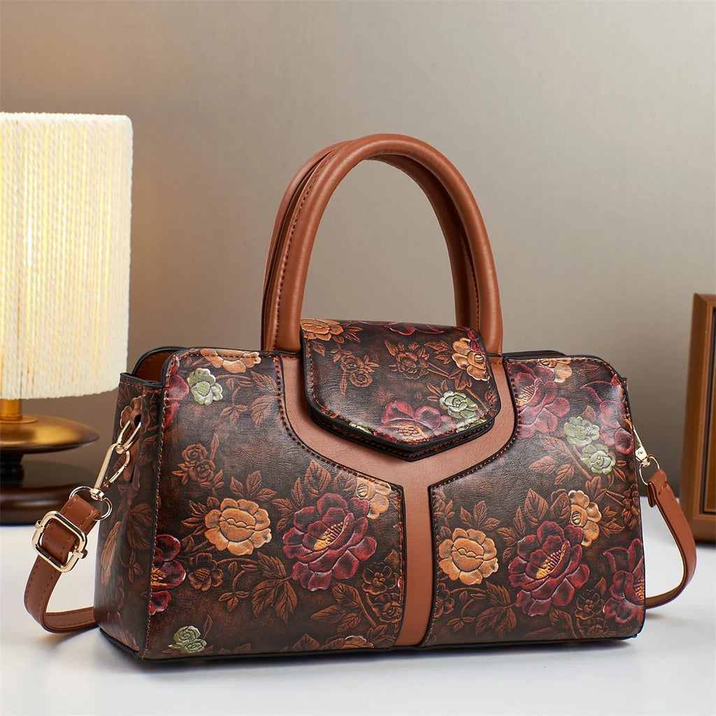 Women's Large Capacity PU Leather Boston Shoulder Crossbody Bag