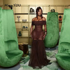 Women's Lace Off-the-Shoulder Mermaid Prom Gown