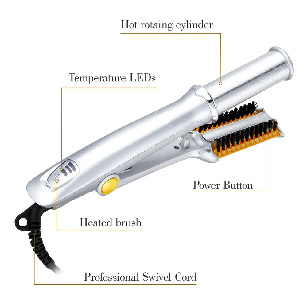 2-in-1 Rotating Hair Curler and Straightener Brush 001