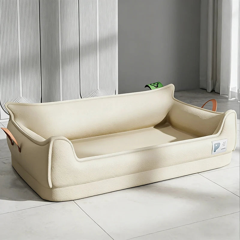 Orthopedic Leather Dog Bed Sofa with Non-Slip Bottom and Waterproof Washable Cushion