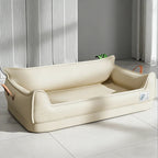 Orthopedic Leather Dog Bed Sofa with Non-Slip Bottom and Waterproof Washable Cushion