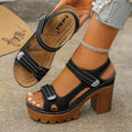 Women's Peep Toe Platform Block Heel Sandals Ankle Strap