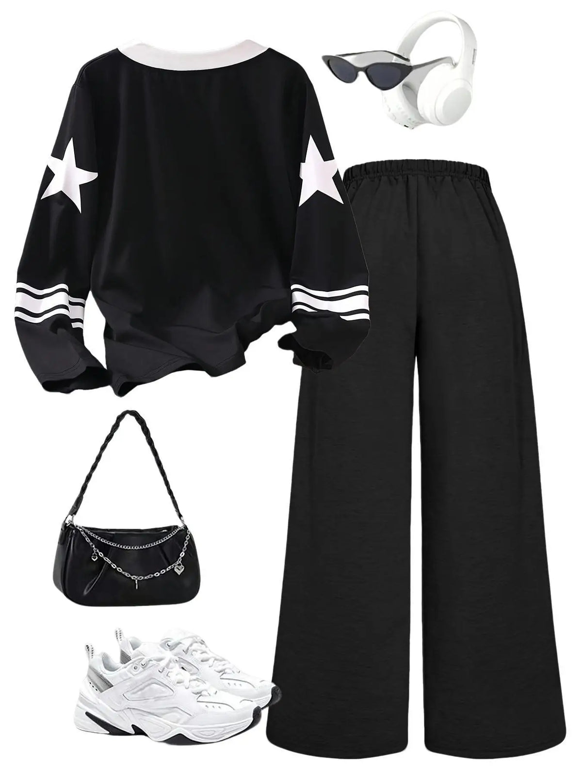 Girls' Digital Print Long Sleeve Top Pants Two-Piece Set