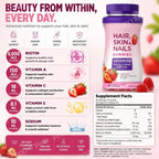 Biotin 6000mcg Strawberry Hair Skin and Nails Gummies 80 Count