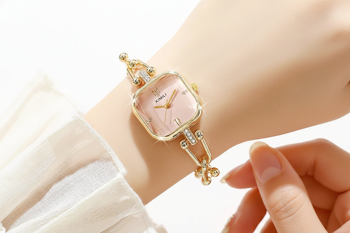 Square Women's Quartz Watch and Jewelry 6-Piece Set