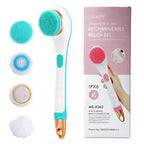 Electric Body Brush Back Scrubber Waterproof Rechargeable Exfoliating Massage Set