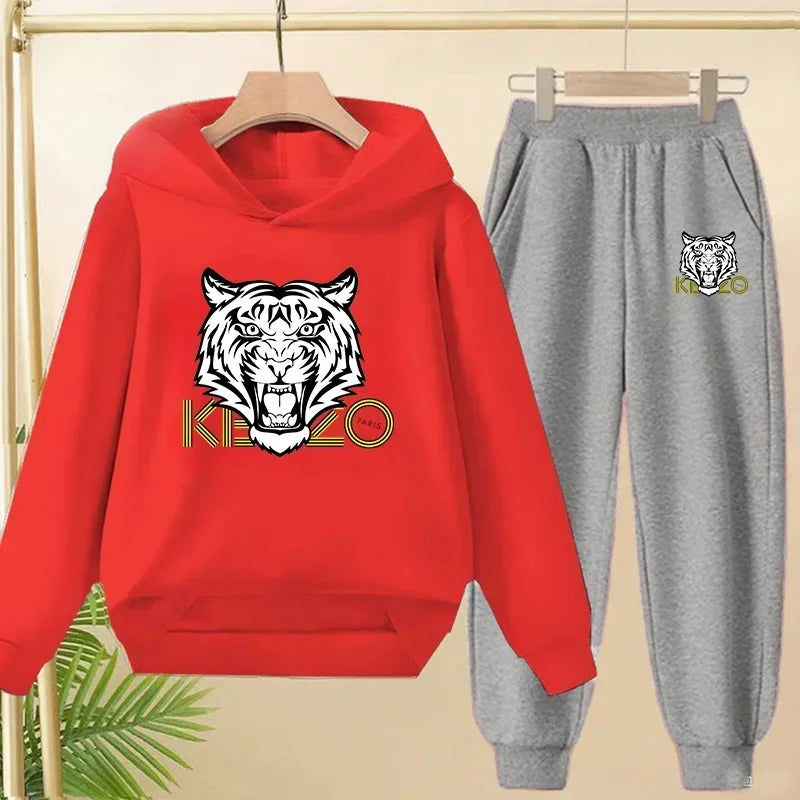 Kids' Tiger Print Hoodie Sweatshirt Pants Set