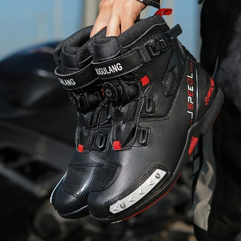 Men's Fashion Leather Breathable Anti-Slip Motorcycle Ankle Boots