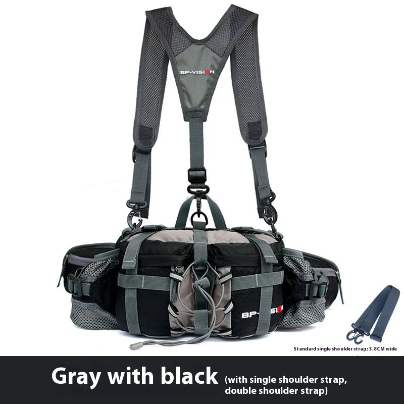 Waterproof Hiking Waist Bag with Reflective Strip and 1.3-Gallon Capacity