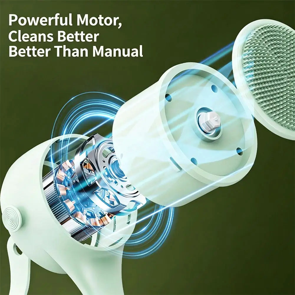 Waterproof Electric Body Brush with Long Handle and Rotatable Heads