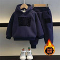 Kids' Warm Fleece Hooded Sweatshirt Pants Two-Piece Set