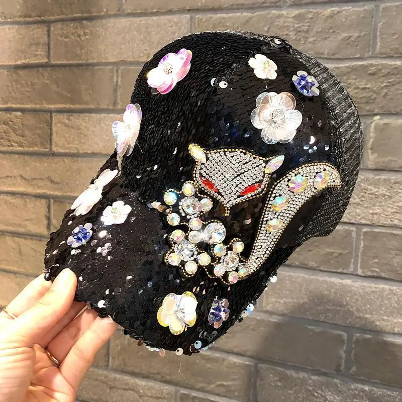 Sequin Duckbill Sun Hat Breathable Reflective Adjustable 22-23 Inch