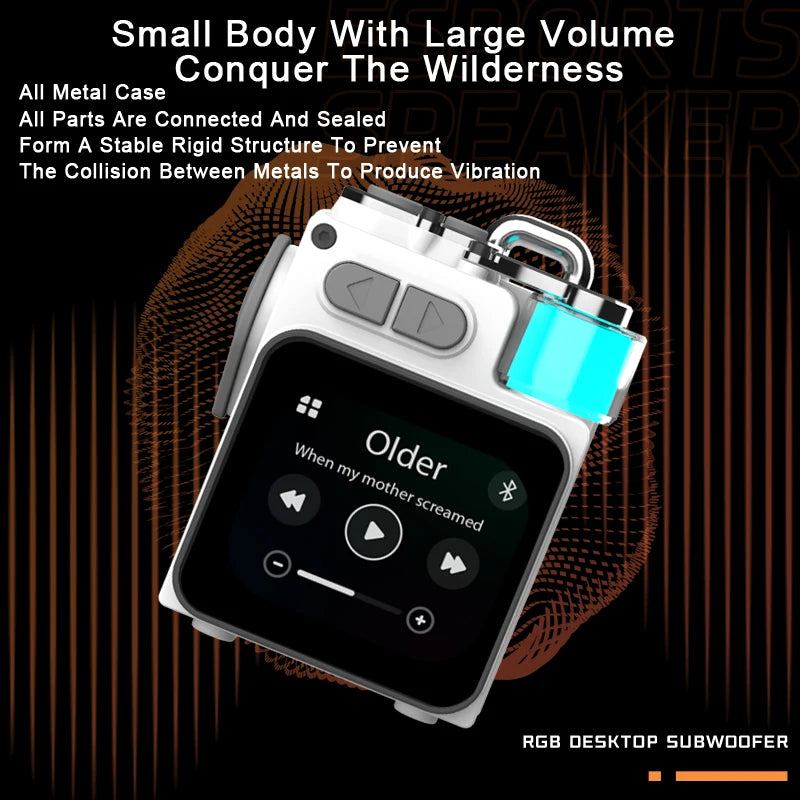Smart Display Bluetooth 5.4 Portable Speaker with Subwoofer DK08