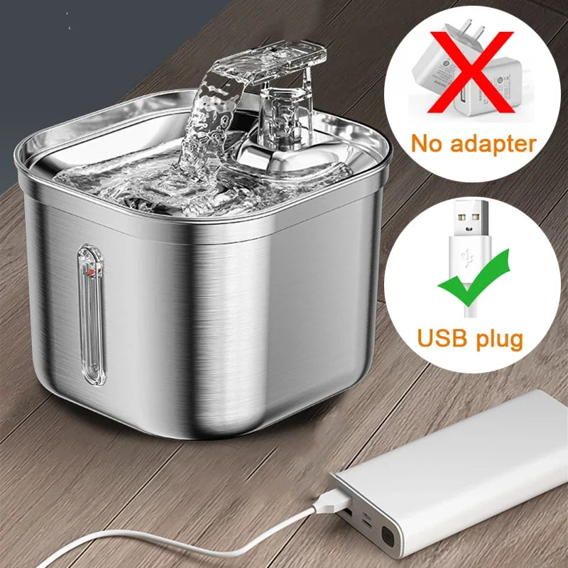 Stainless Steel Automatic Pet Water Fountain with Sensor and Filter for Cats and Dogs