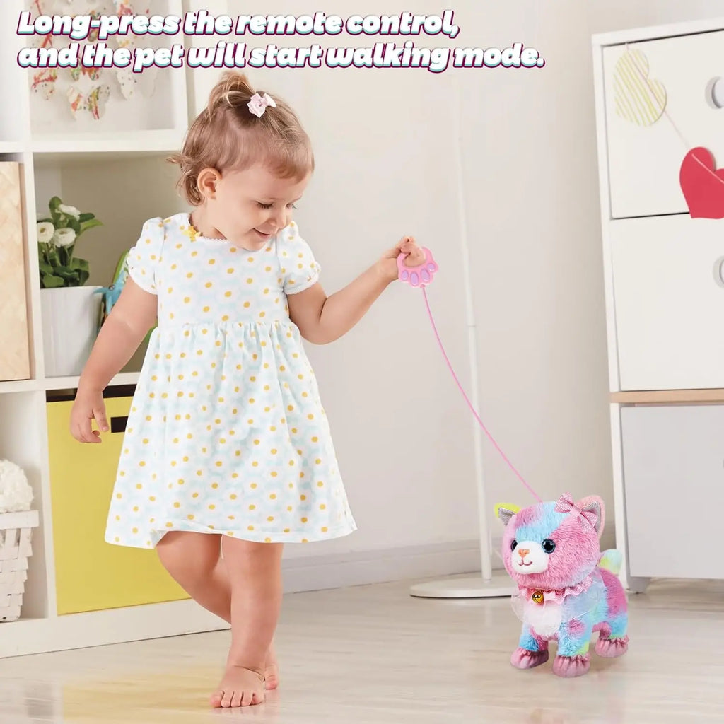 Kids' Interactive Walking Cat Toy with Leash and Sound Effects
