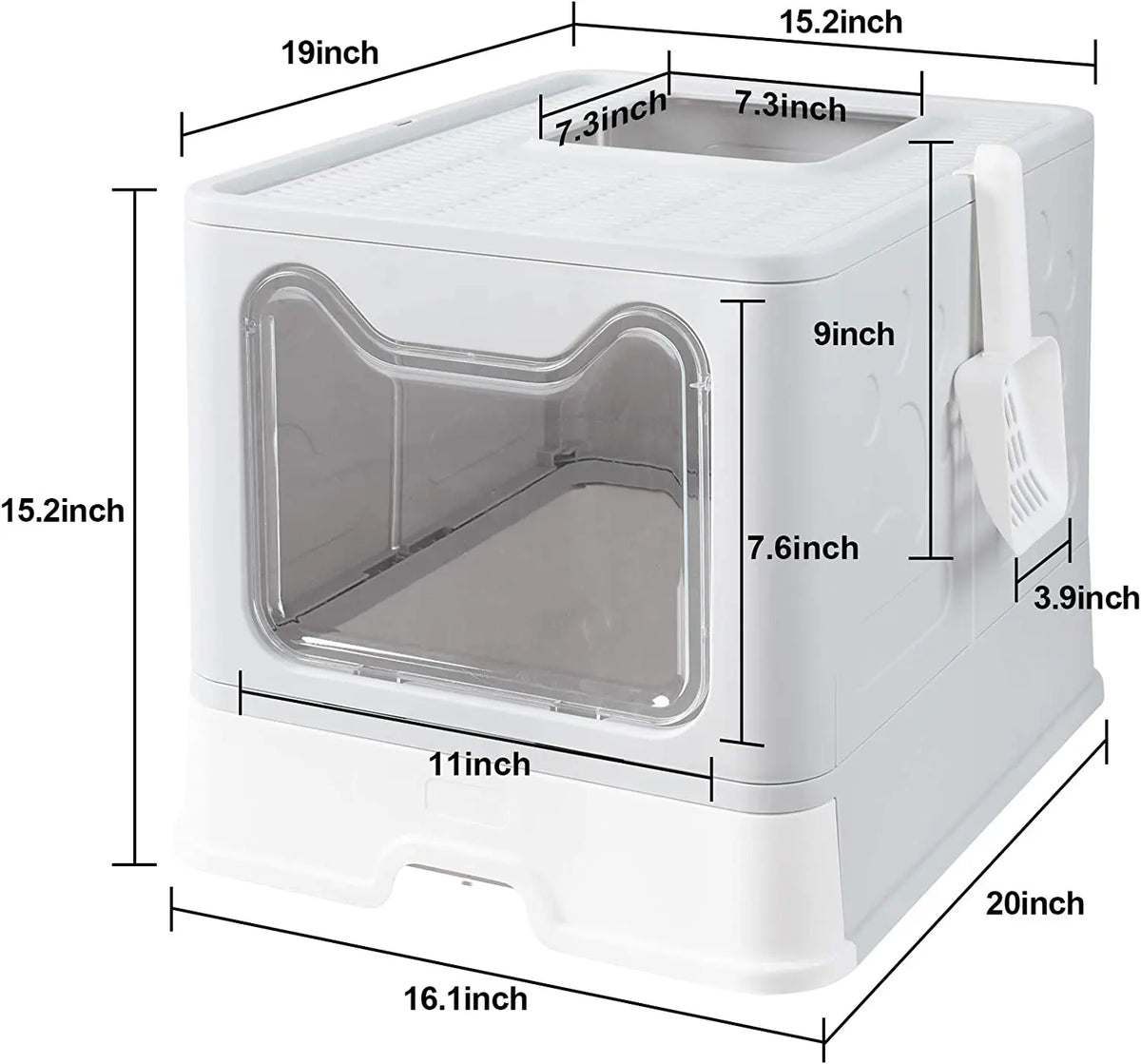 Foldable Hooded Cat Litter Box and Drawer Toilet Pan