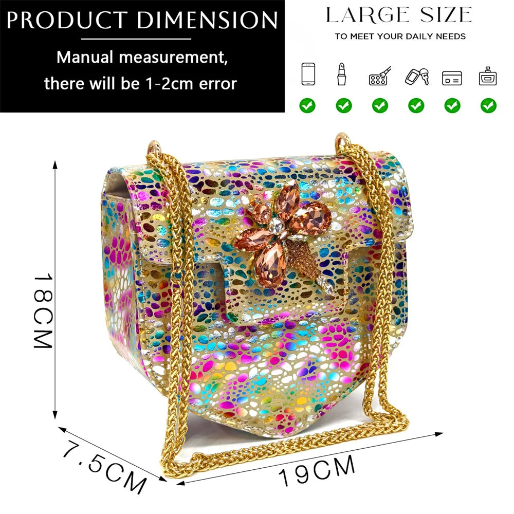 Women's Pointed Toe Rhinestone Heels and Handbag Set