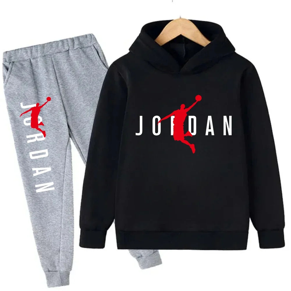 Kids' Slam Dunk Pattern Hoodie Pants Two-Piece Set