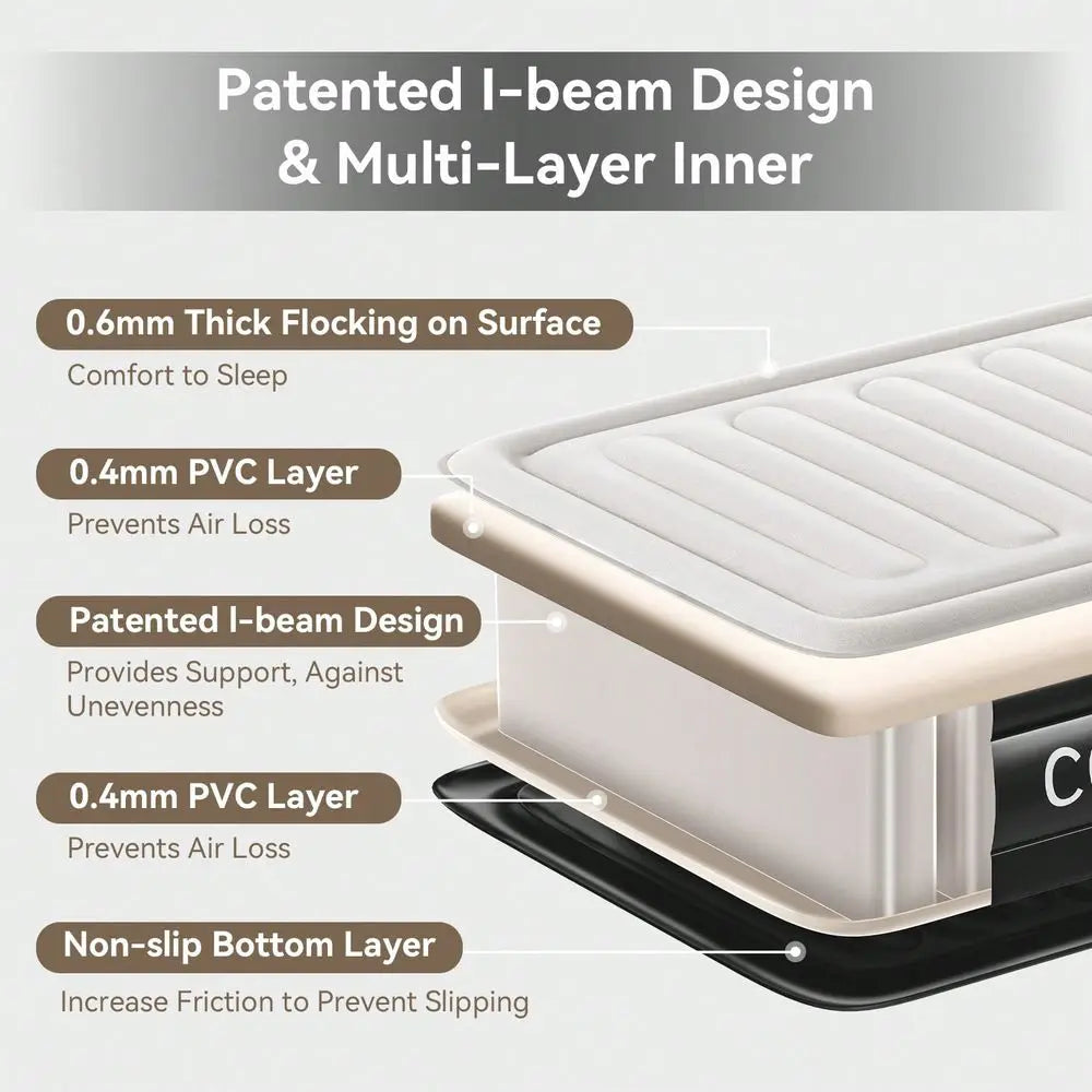 Inflatable Air Mattress and Built-in Pump Airbed
