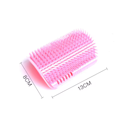Pink hairbrush with dimension markings showing 8cm height and 13cm width on a white background.