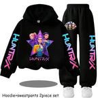 Girls' Print Hoodie Pants Two-Piece Set