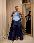 Women's Corset Top and Asymmetrical Skirt 2-Piece Set