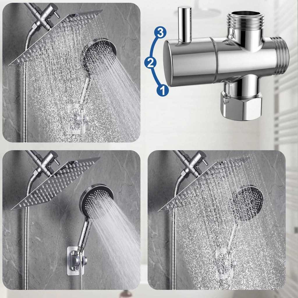 Stainless Steel Rain Shower Head and Handheld Spray Combo