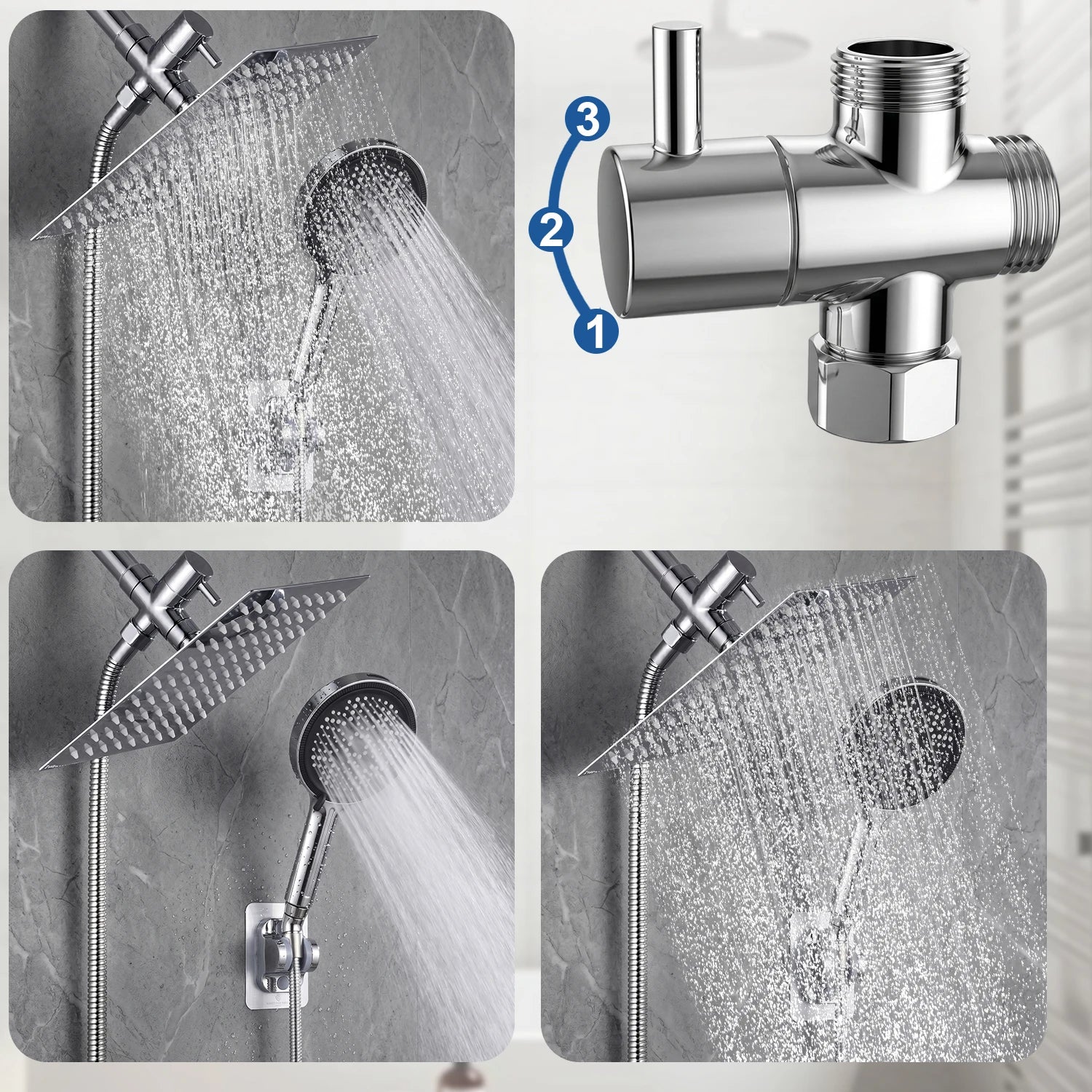 Stainless Steel Rain Shower Head and Handheld Spray Combo