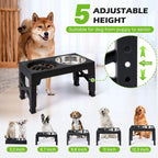 Adjustable Elevated Dog Feeder with Double Stainless Steel Bowls for All Breeds