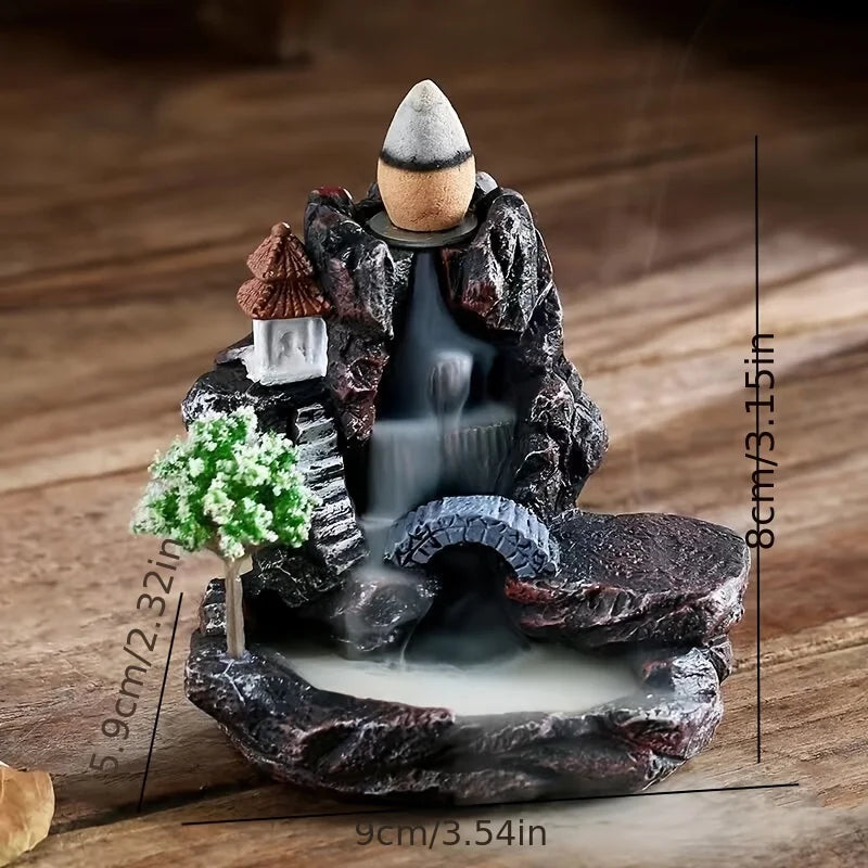 Mountain River Waterfall Backflow Incense Burner and Tabletop Ornament