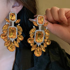 Women's Trendy Rhinestone Geometric Retro Exaggerated Drop Earrings