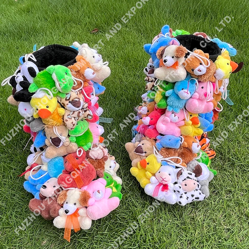 Plush Teddy Bear Snow Boots Unisex Ankle Length