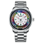 Men's Full Color Rotatable Dial Quartz Watch with Luminous Wheel