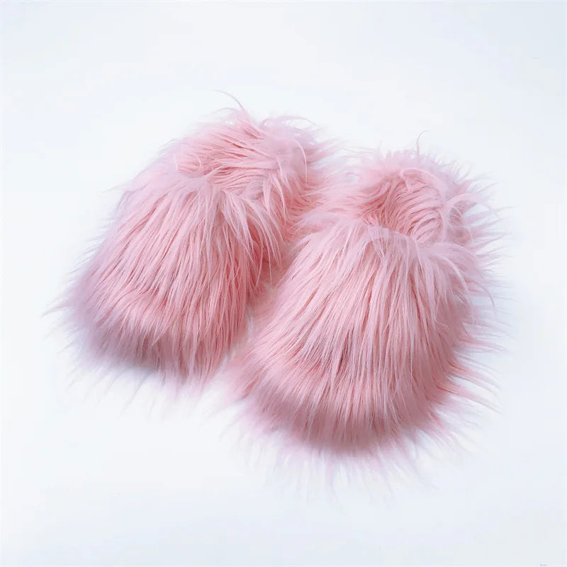 Women's Faux Fur Plush Warm Flat Slippers