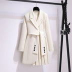 Women's Belted Slim Waist Long Blazer Dress