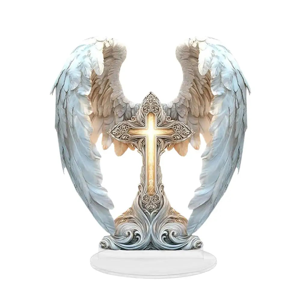 Flat Acrylic Angel Wings Plaque and Desktop Ornament