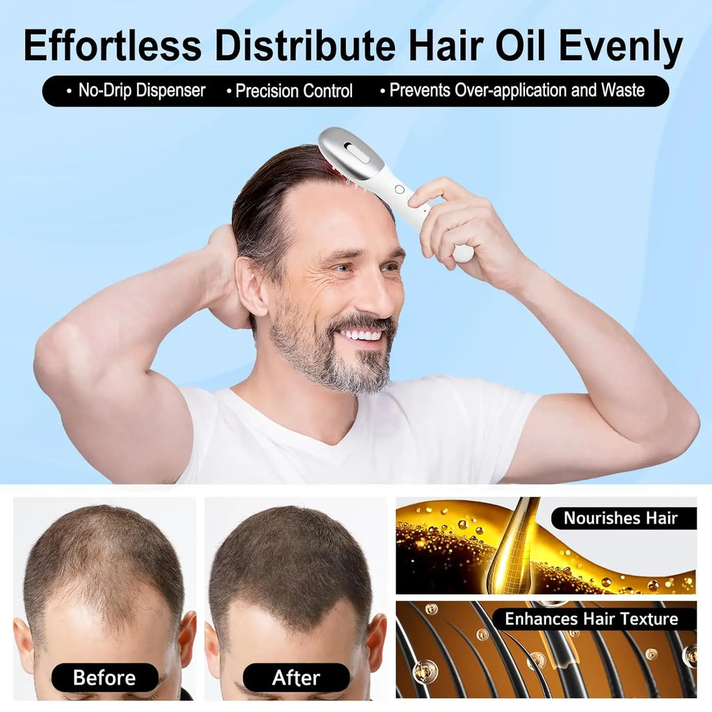 3-in-1 EMS Hair Growth Massage Comb with Light Therapy and Oil Dispenser