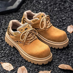 Men's Retro Lace Up Chunky Casual Short Boots