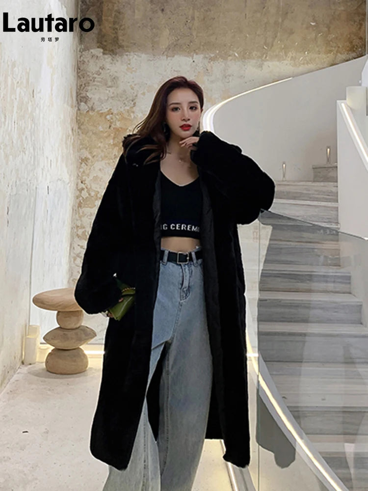 Women's Thick Warm Hooded Faux Fur Coat