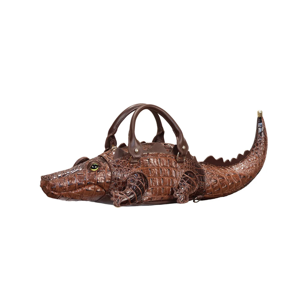 Women's Crocodile Shape Tote Shoulder Crossbody Handbag