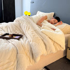 Three-Dimensional Jacquard Blanket and Double-Sided Fleece Throw